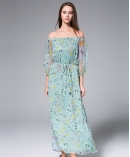 Floral-Print silk crinkle maxi dress